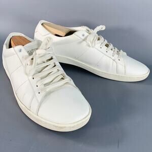 SAINT LAURENT Size 15 White Leather Low Top Lace-Up Sneakers